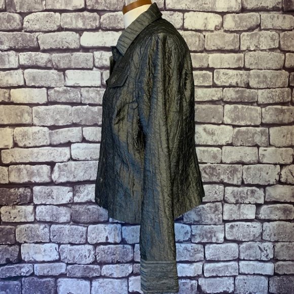 Chico's Shiny Puckered Fabric Jacket Size L - Picture 6 of 12